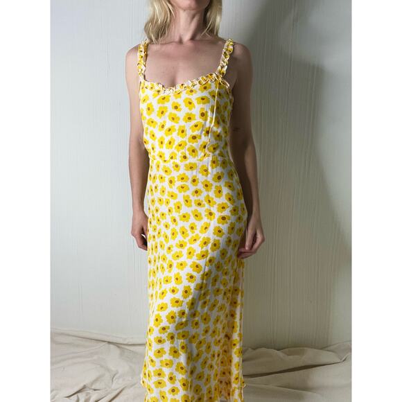 FAITHFULL THE BRAND Noemie Marigold Constance Floral Midi Dress US 4 - Picture 1 of 14
